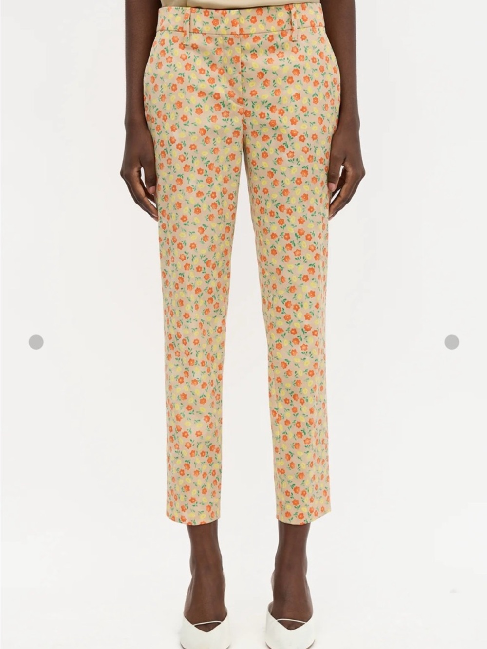 Prada Yellow Floral Cropped Straight-Leg Pants